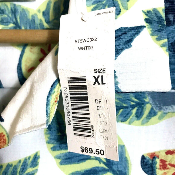 CARIBBEAN Shirt Mens XL Short Sleeve Camp Hawaiian Floral Modal Blend $69 NEW - Picture 4 of 5